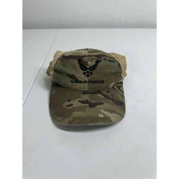 US Air Force Camo Trucker Baseball Cap Hat Mesh Back Strapback Made in USA OS - Picture 1 of 6